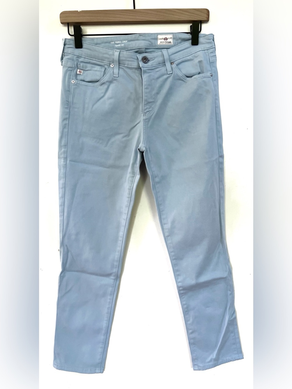 AG Adriano Goldschmied Prima Crop Pants 27R Light Blue Cigarette Crop Stretch